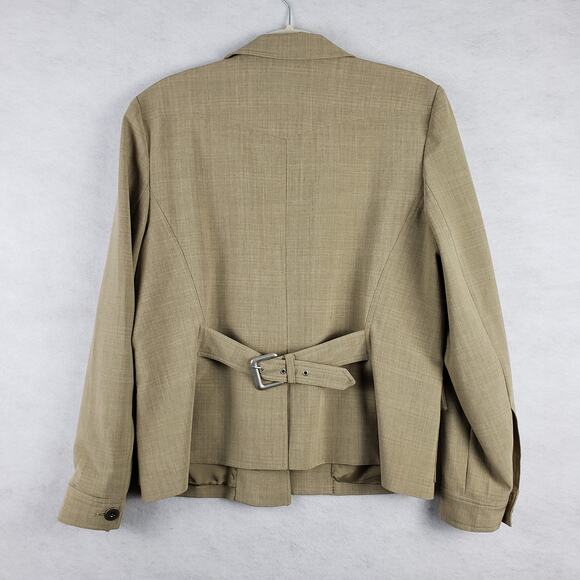 Bay Studio Career Womens 12 Flap Pocket Button Down Work Blazer Jacket Tan Tweed - Picture 8 of 8